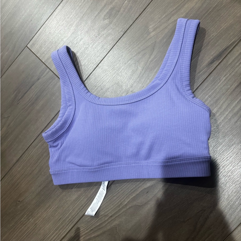 Purple Ribbed Sports Bra